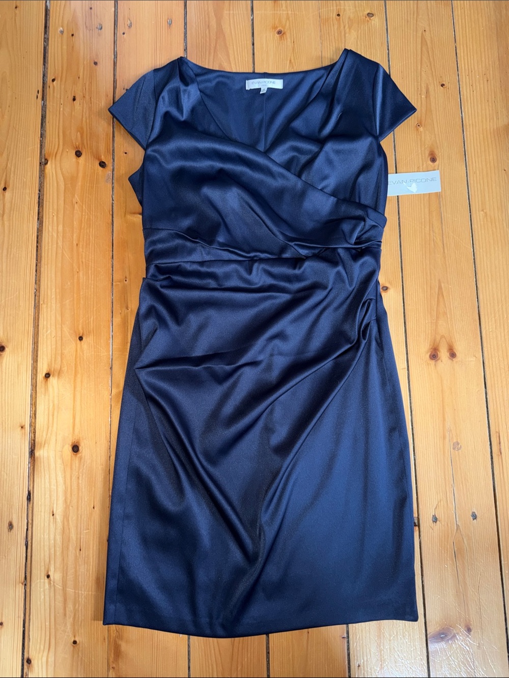 Evan Picone Navy Surplice Midi Dress size 14 NWT